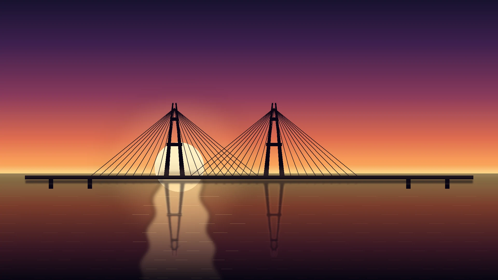 Puente General Belgrano sobre el río Paraná, conectando Corrientes y Resistencia, al atardecer